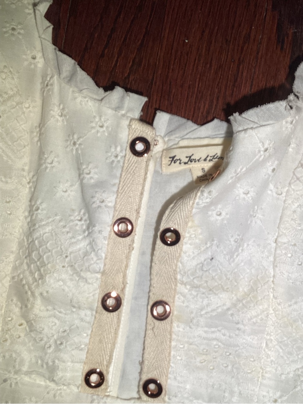 For love and Lemon eyelet mini White Lace-Up Sleeveless Mini Dress small - Picture 8 of 10